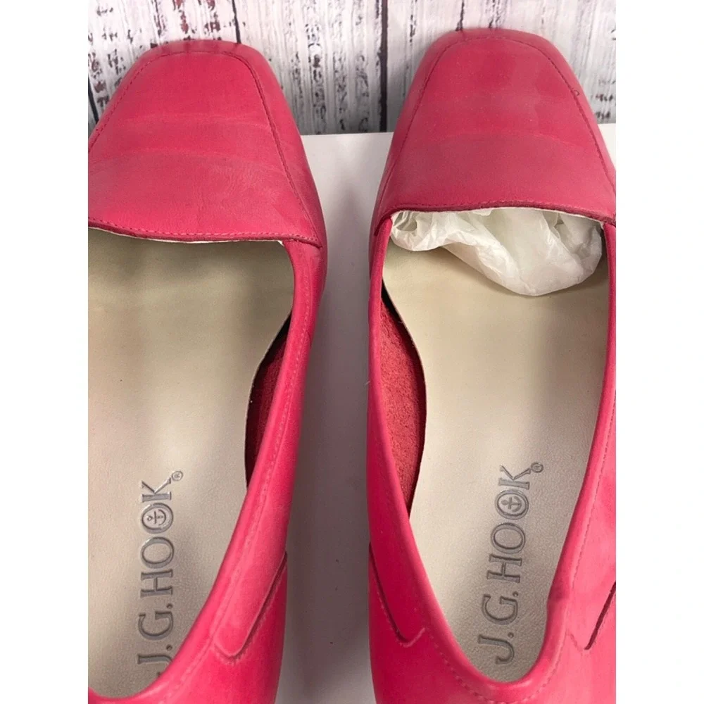 J.G. HOOK Maria Pink  Leather Block Heel Shoes 7.5